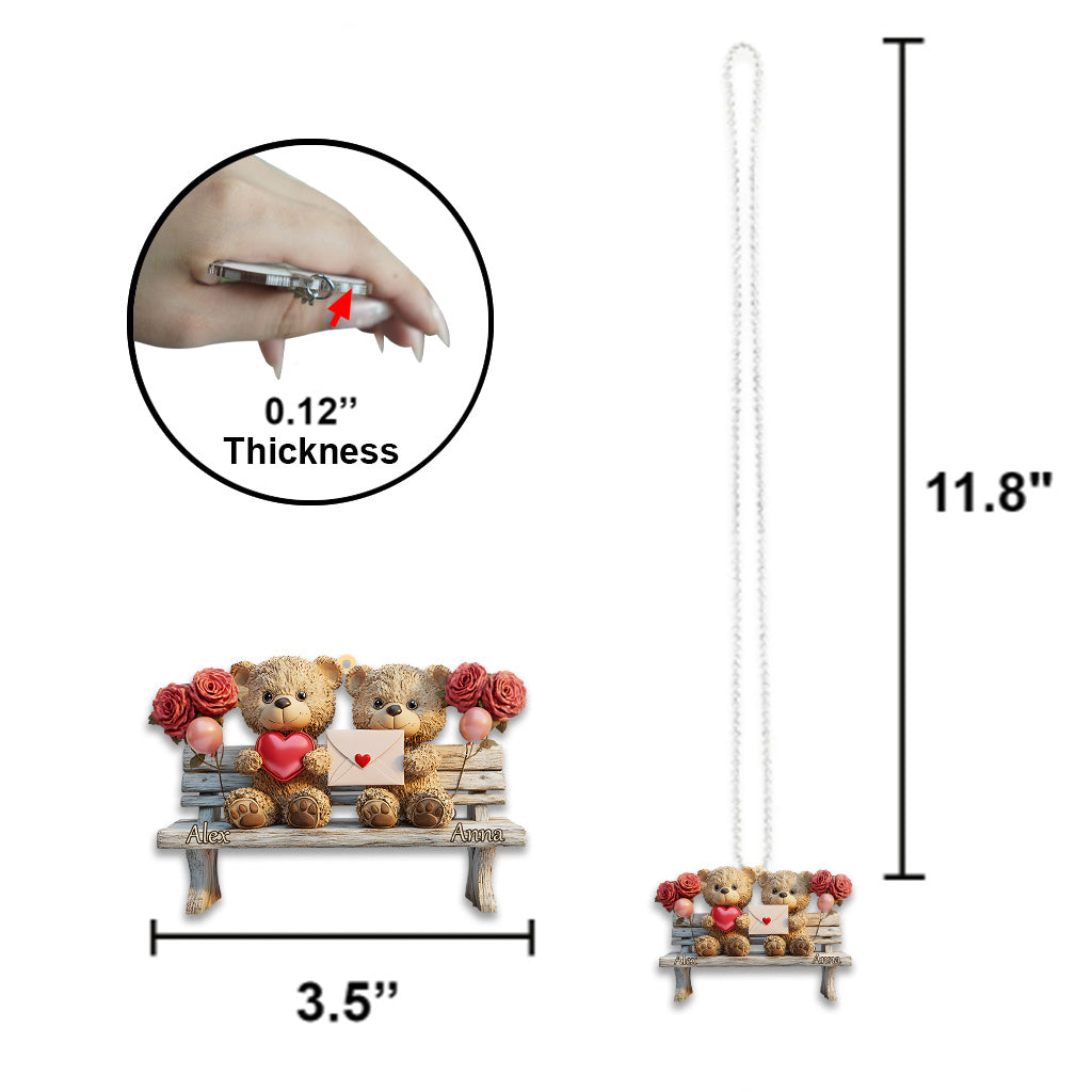 Cute Bear Couple - Personalized Couple Car Ornament