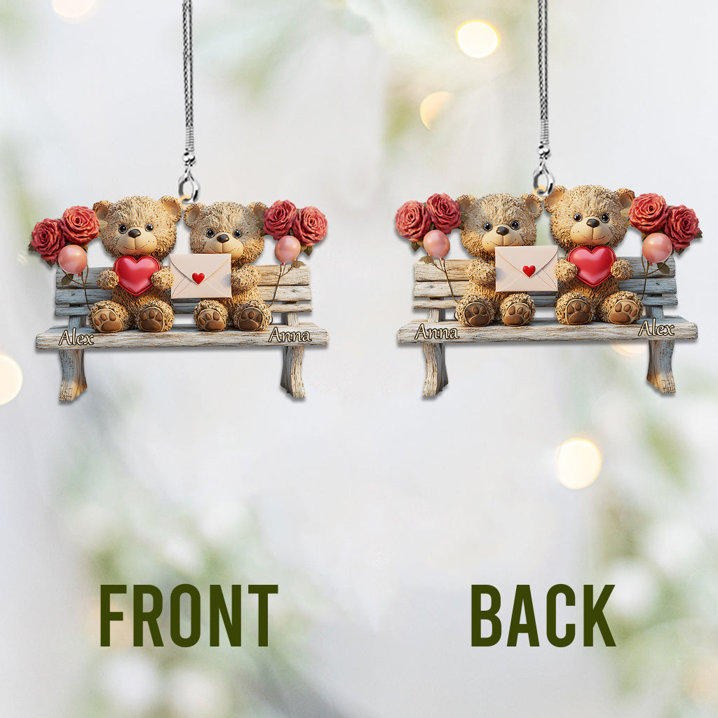 Cute Bear Couple - Personalized Couple Car Ornament