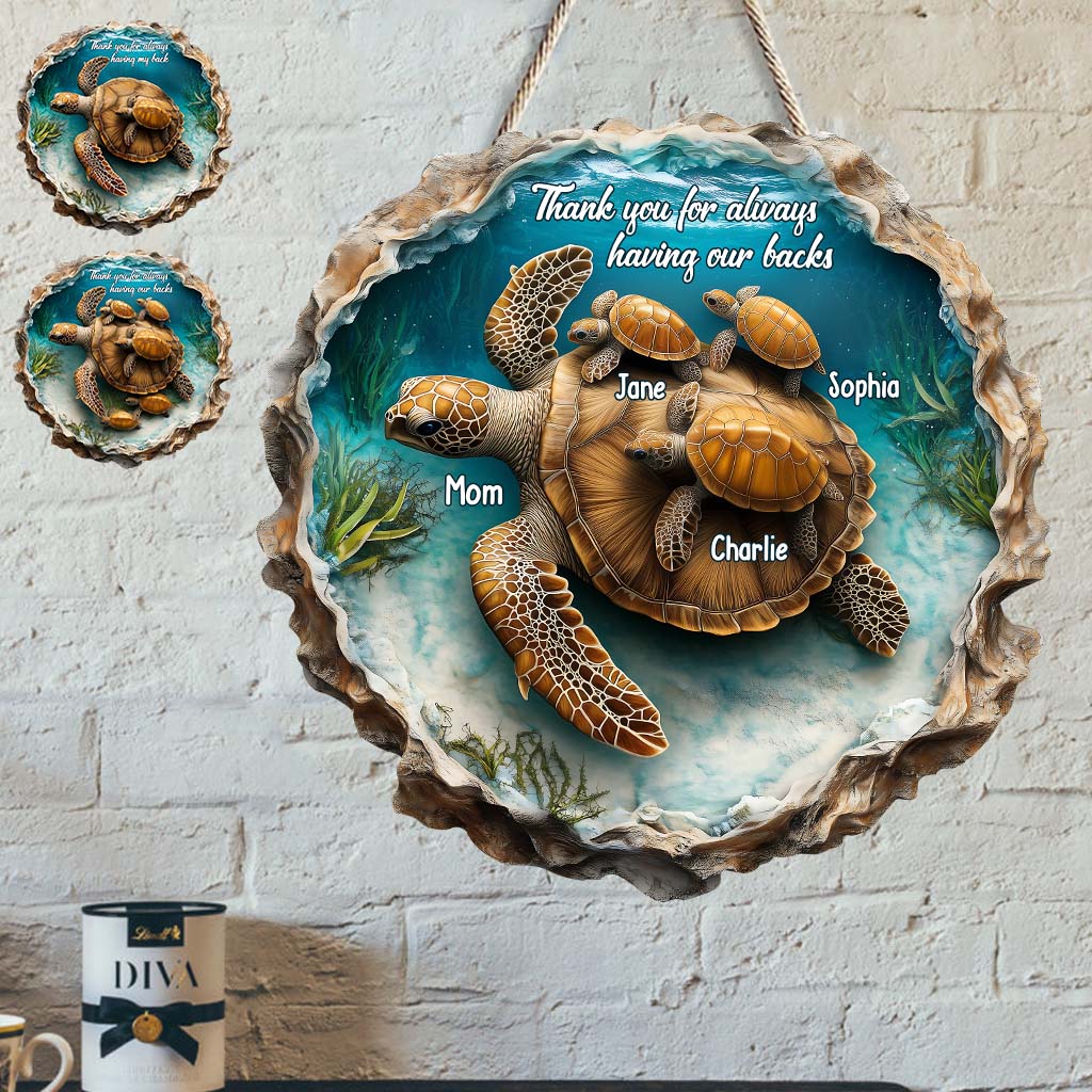 Thanks for Always Having Our Backs - Personalized Mother Custom Shaped Wood Sign