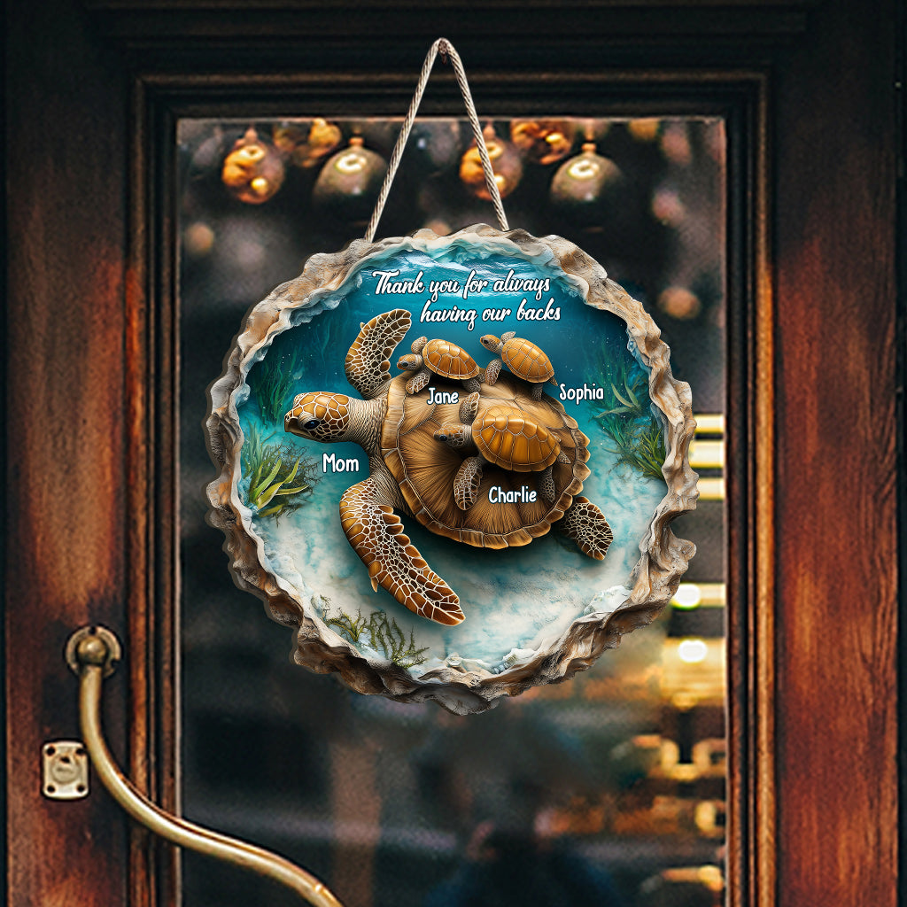 Thanks for Always Having Our Backs - Personalized Mother Custom Shaped Wood Sign