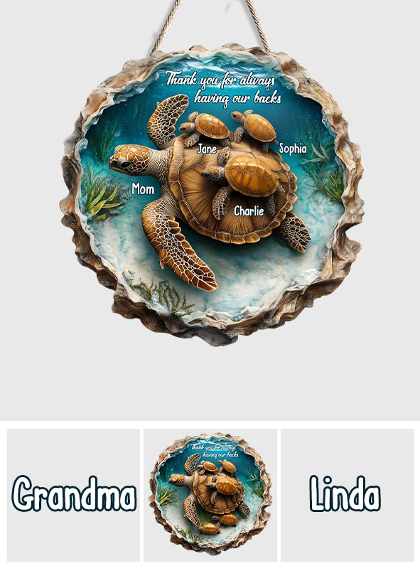 Thanks for Always Having Our Backs - Personalized Mother Custom Shaped Wood Sign