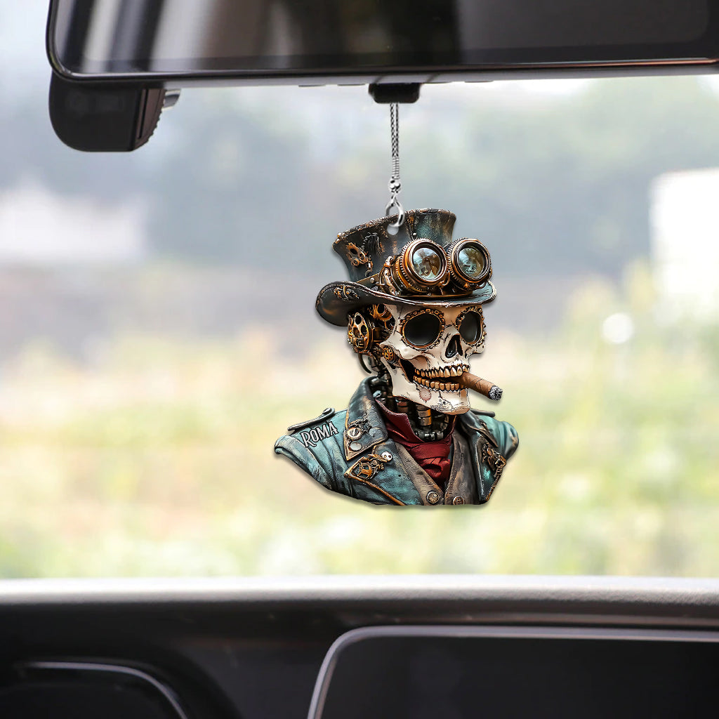 Steampunk Skull - Personalized Skull Car Ornament