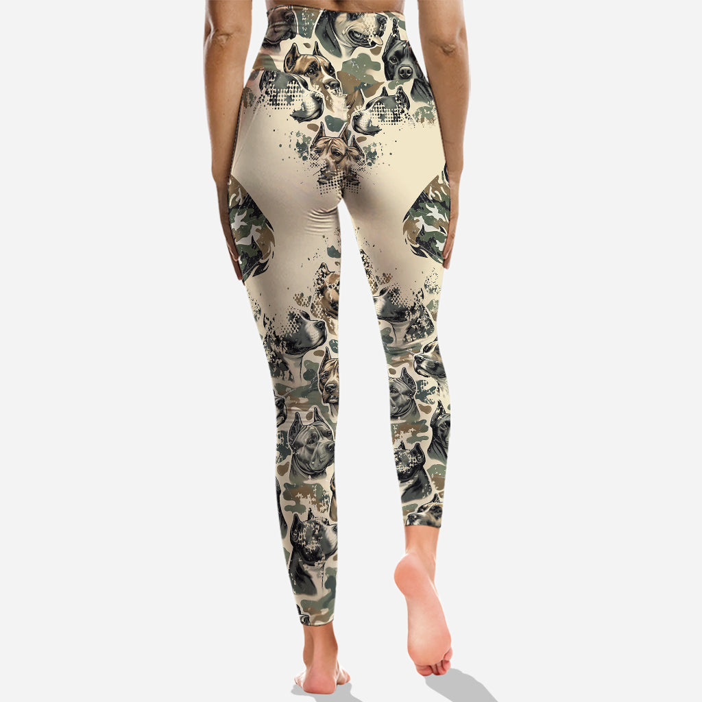 Camouflage Pitbull - Sweat à capuche et leggings personnalisés pour chien