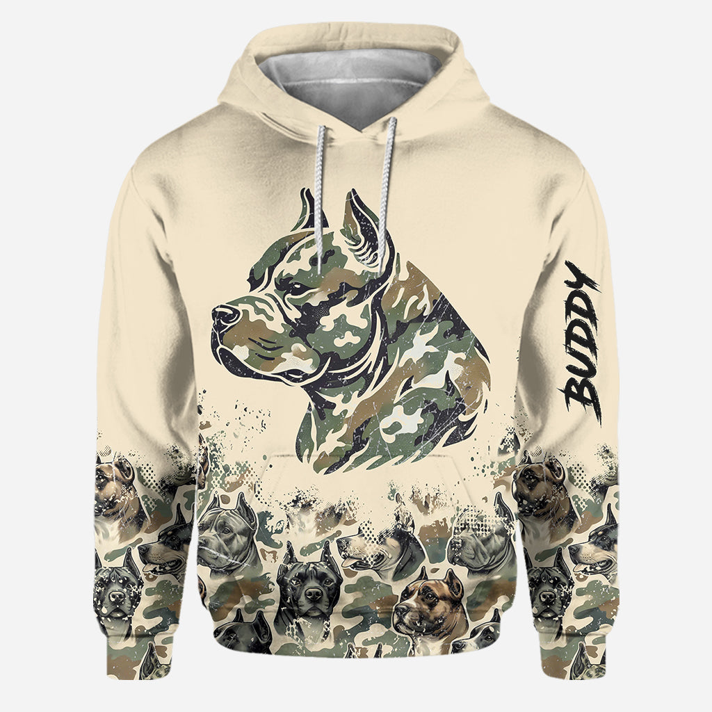 Camouflage Pitbull - Sweat à capuche et leggings personnalisés pour chien