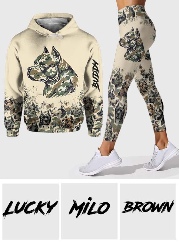Camouflage Pitbull - Sweat à capuche et leggings personnalisés pour chien