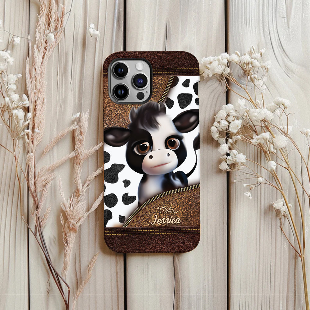 Moody Baby Cow - Personalized Cow Full Print Phone Case