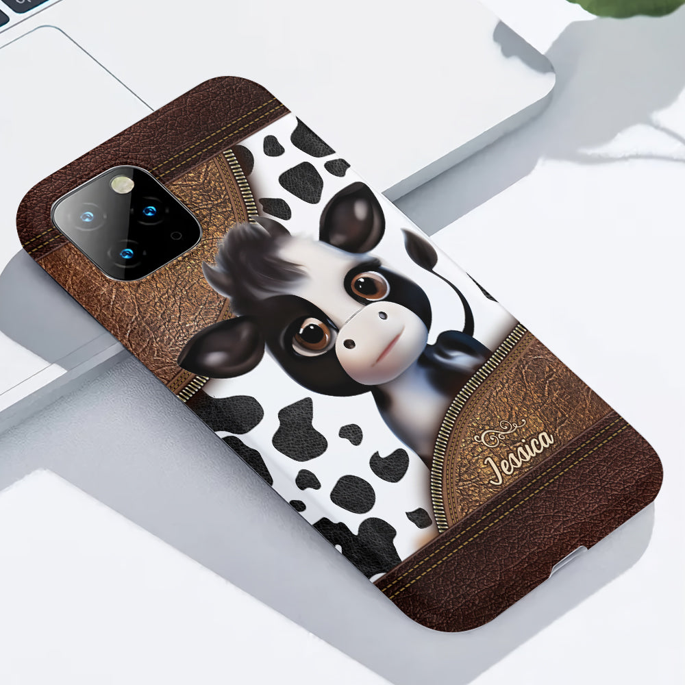 Moody Baby Cow - Personalized Cow Full Print Phone Case