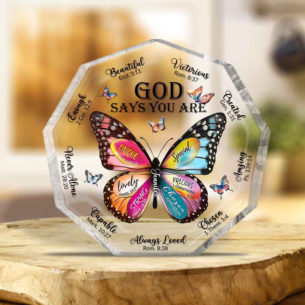 God Says You Are - Personalized Christian Custom Shaped Acrylic Plaque