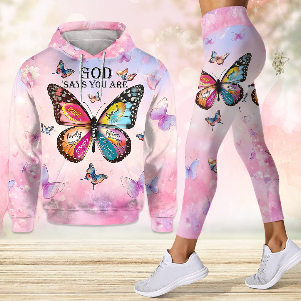 Dieu dit que tu l'es - Sweat à capuche et legging chrétiens personnalisés