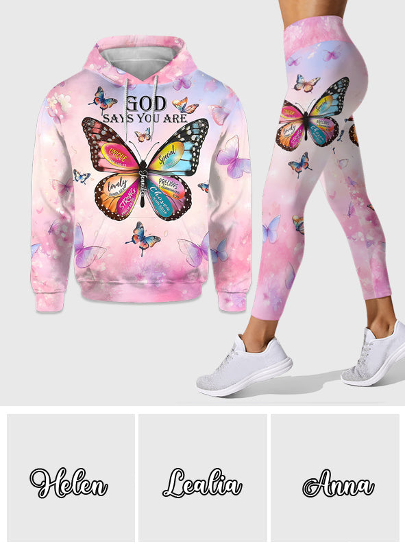 Dieu dit que tu l'es - Sweat à capuche et legging chrétiens personnalisés