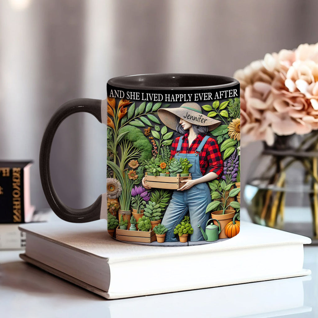 And She Lived Happily Ever After - Personalized Gardening Accent Mug