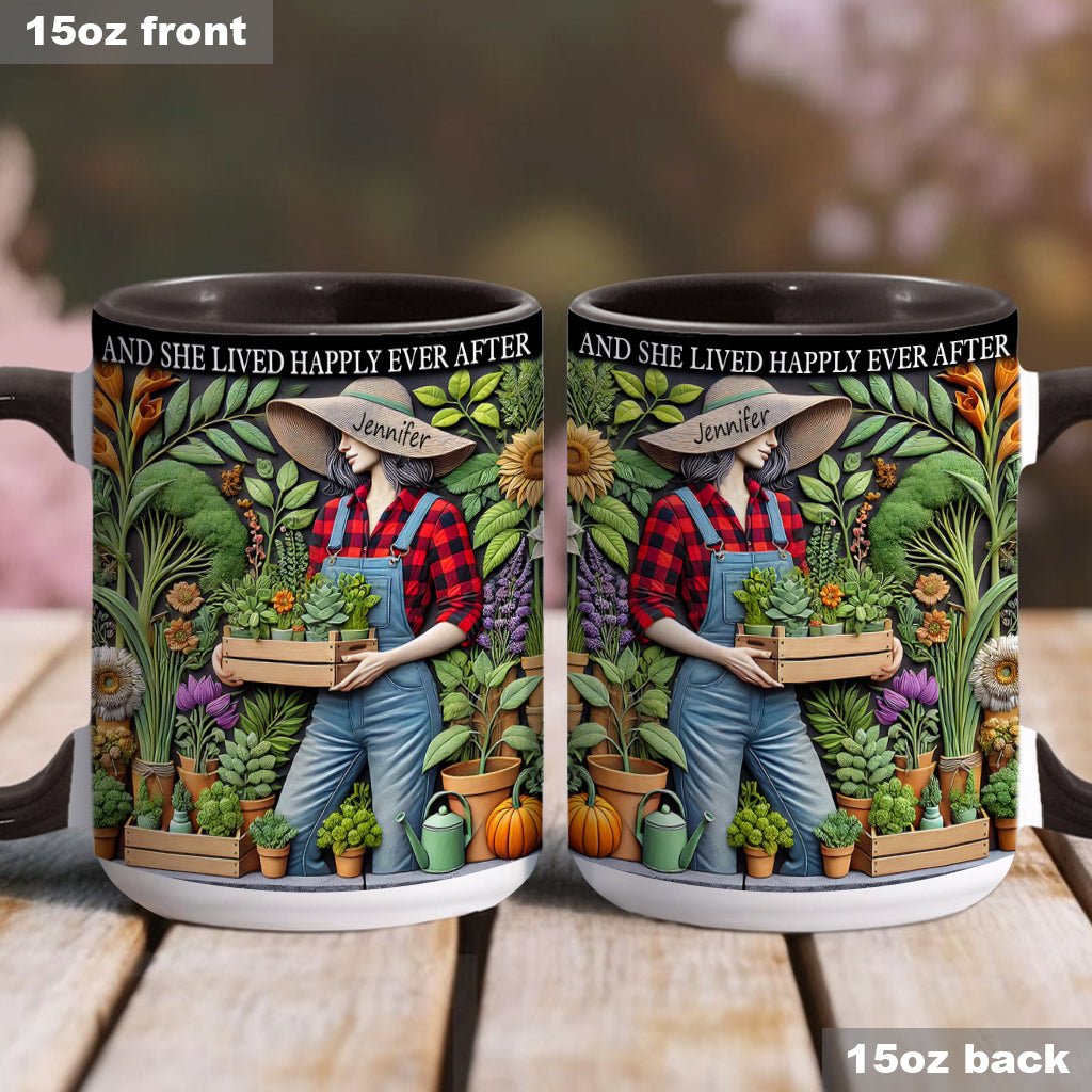 And She Lived Happily Ever After - Personalized Gardening Accent Mug
