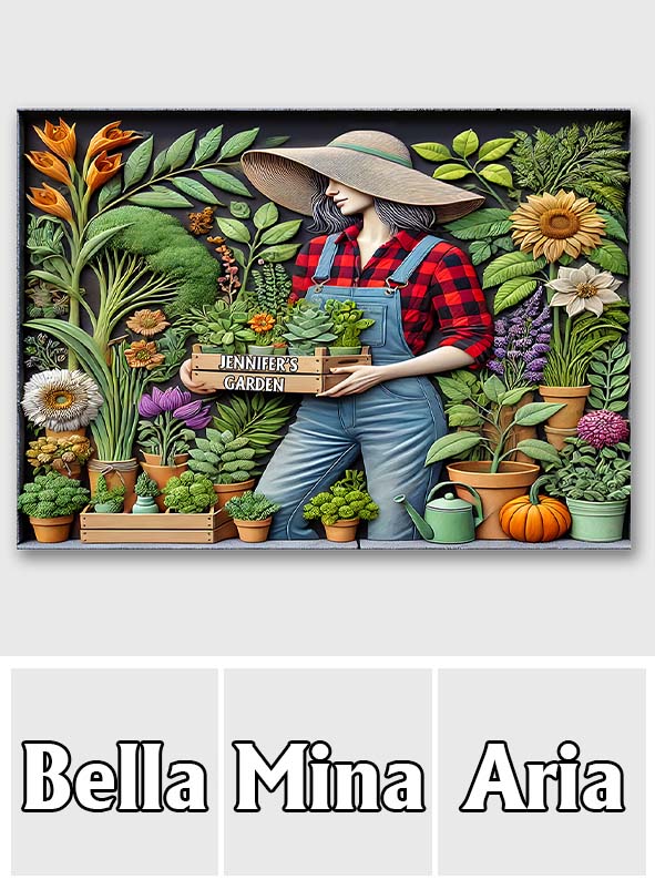 J'adore jardiner - Panneau métallique rectangulaire personnalisé sur le thème du jardinage