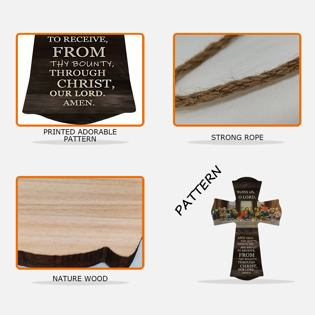 Bless Us O Lord - Personalized Christian Custom Shaped Wood Sign