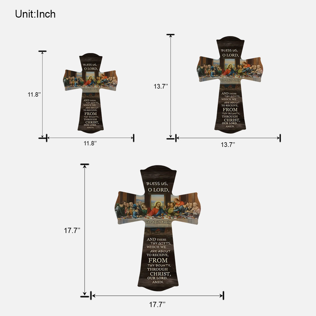 Bless Us O Lord - Personalized Christian Custom Shaped Wood Sign