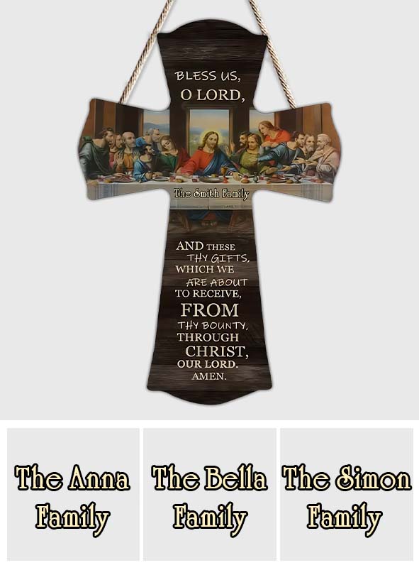 Bless Us O Lord - Personalized Christian Custom Shaped Wood Sign