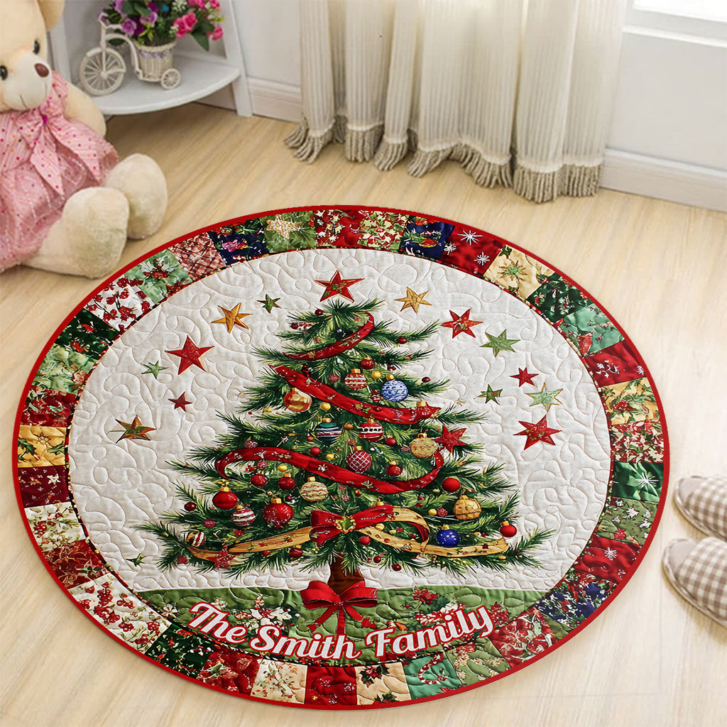 Joyeux Noël - Tapis rond familial personnalisé
