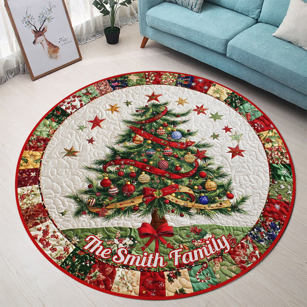 Joyeux Noël - Tapis rond familial personnalisé