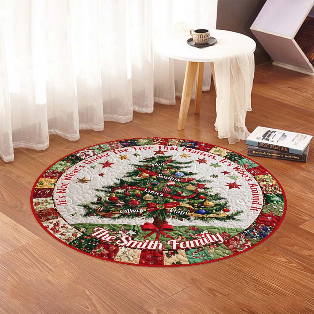 Joyeux Noël - Tapis rond familial personnalisé