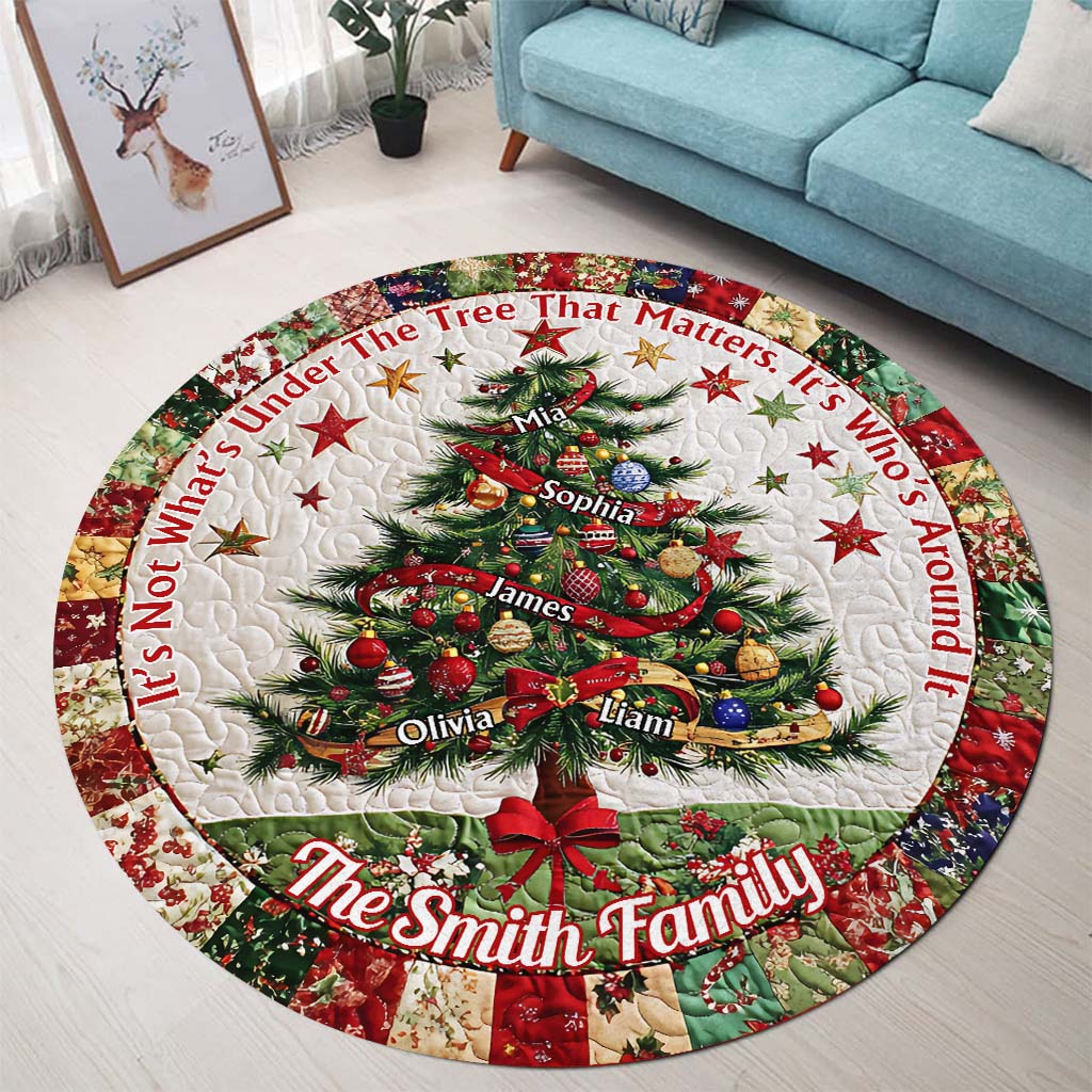 Joyeux Noël - Tapis rond familial personnalisé