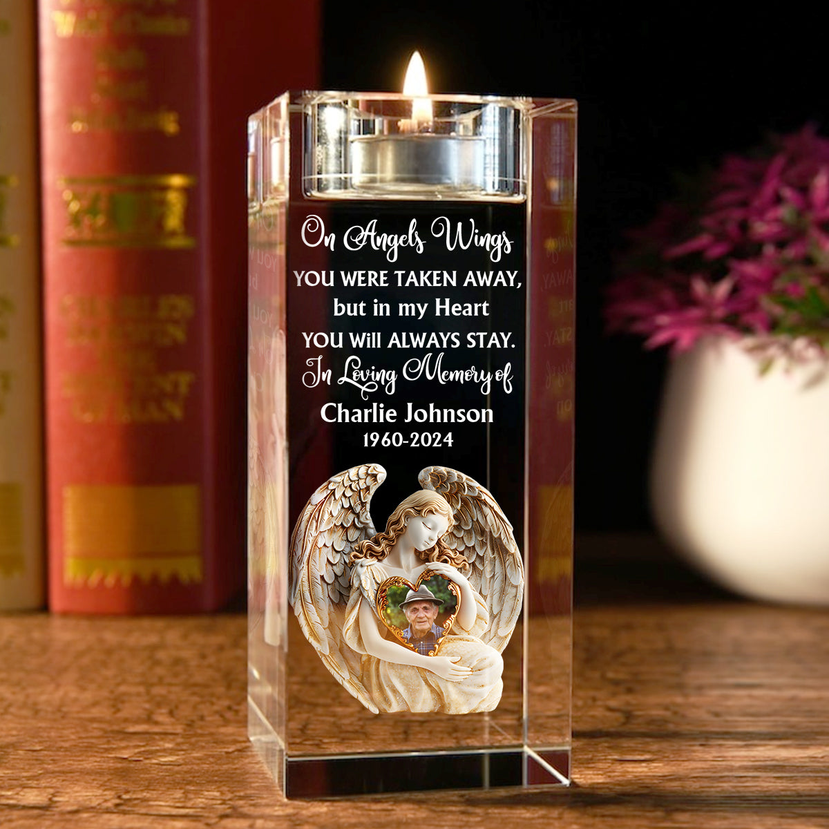 Forever in My Heart - Personalized Memorial Glass Candle Holder