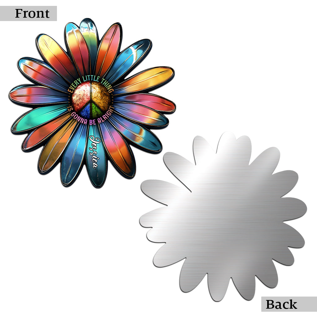 Tout ira bien - Panneau métallique personnalisé style hippie