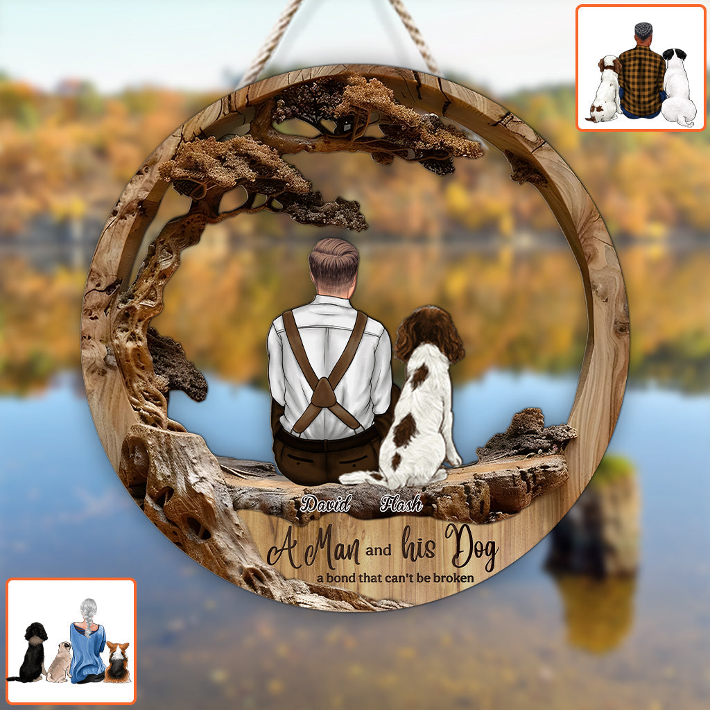 A Bond That Can't Be Broken - Personalized Dog Custom Shaped Wood Sign