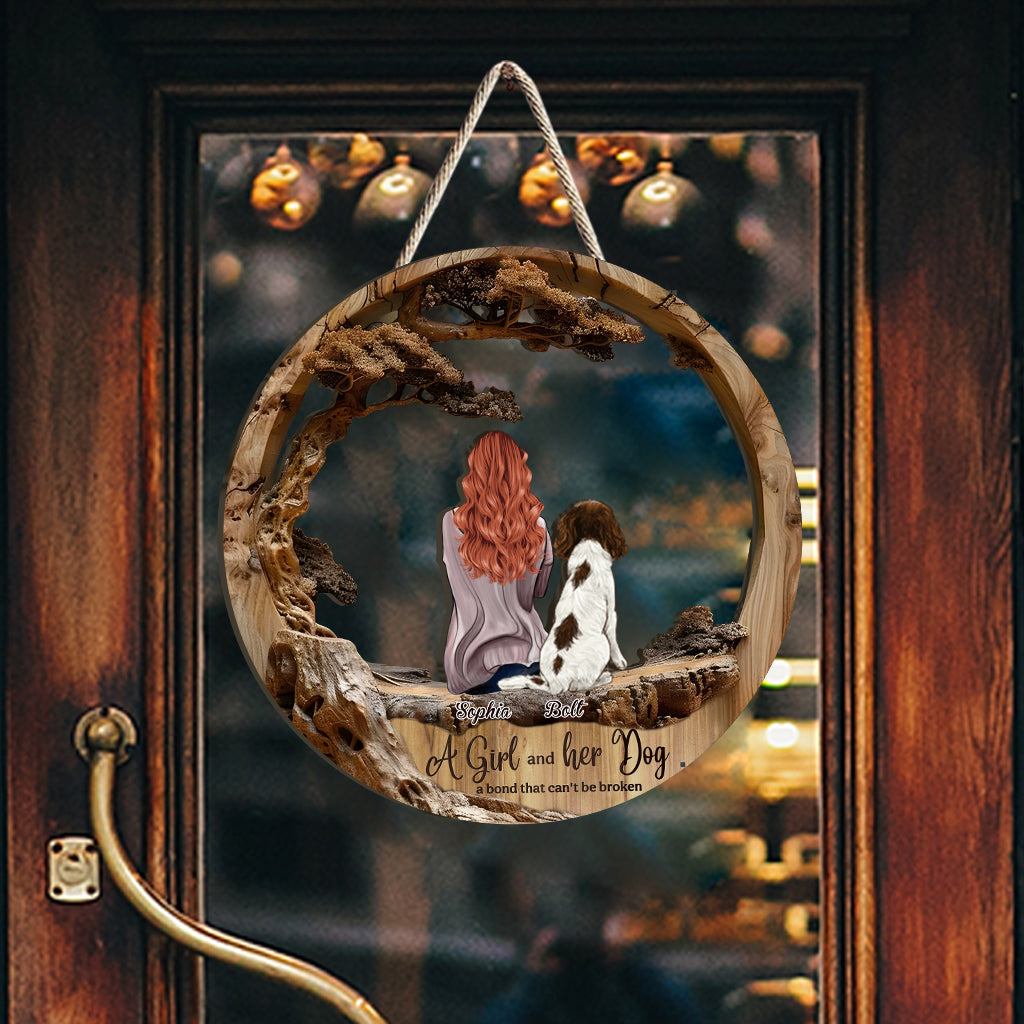 A Bond That Can't Be Broken - Personalized Dog Custom Shaped Wood Sign