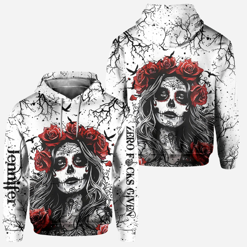 Crâne et roses rouges - Sweat à capuche et legging personnalisés avec motif crâne
