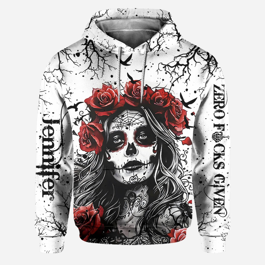 Crâne et roses rouges - Sweat à capuche et legging personnalisés avec motif crâne