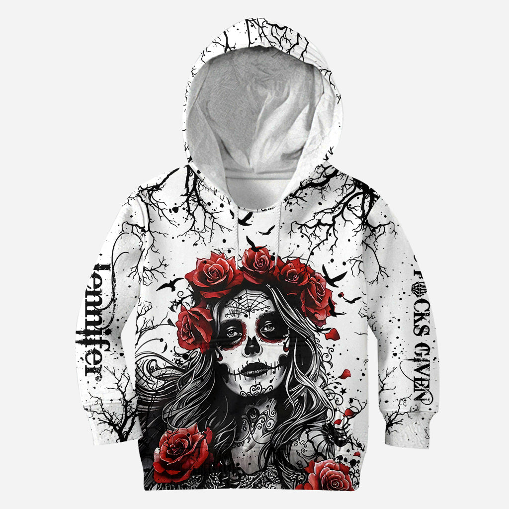 Crâne et roses rouges - Sweat à capuche et legging personnalisés avec motif crâne