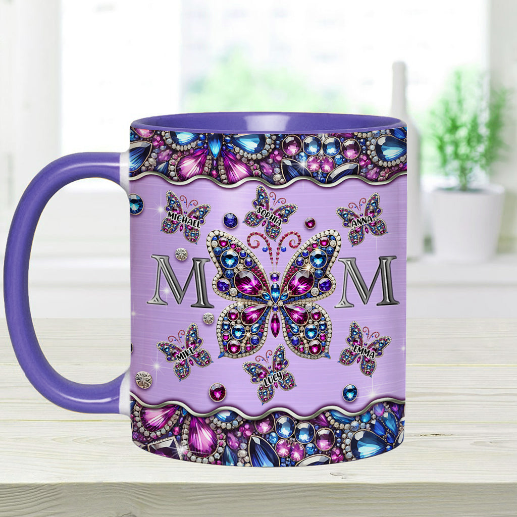 Mug personnalisé « Papillons pour maman et enfants » - Mug à l'effigie de maman