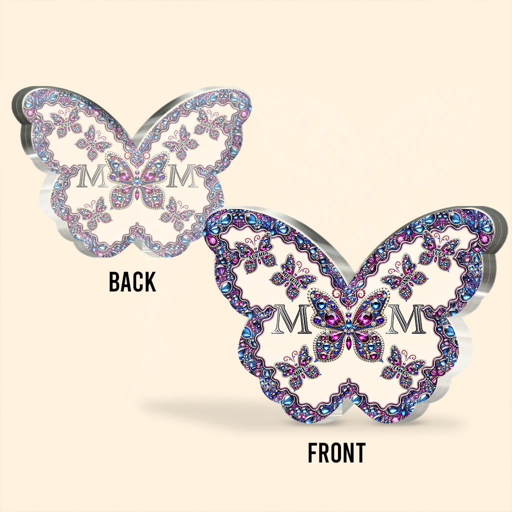 Mom And Children Butterflies - Personalized Mother Custom Shaped Acrylic Plaque