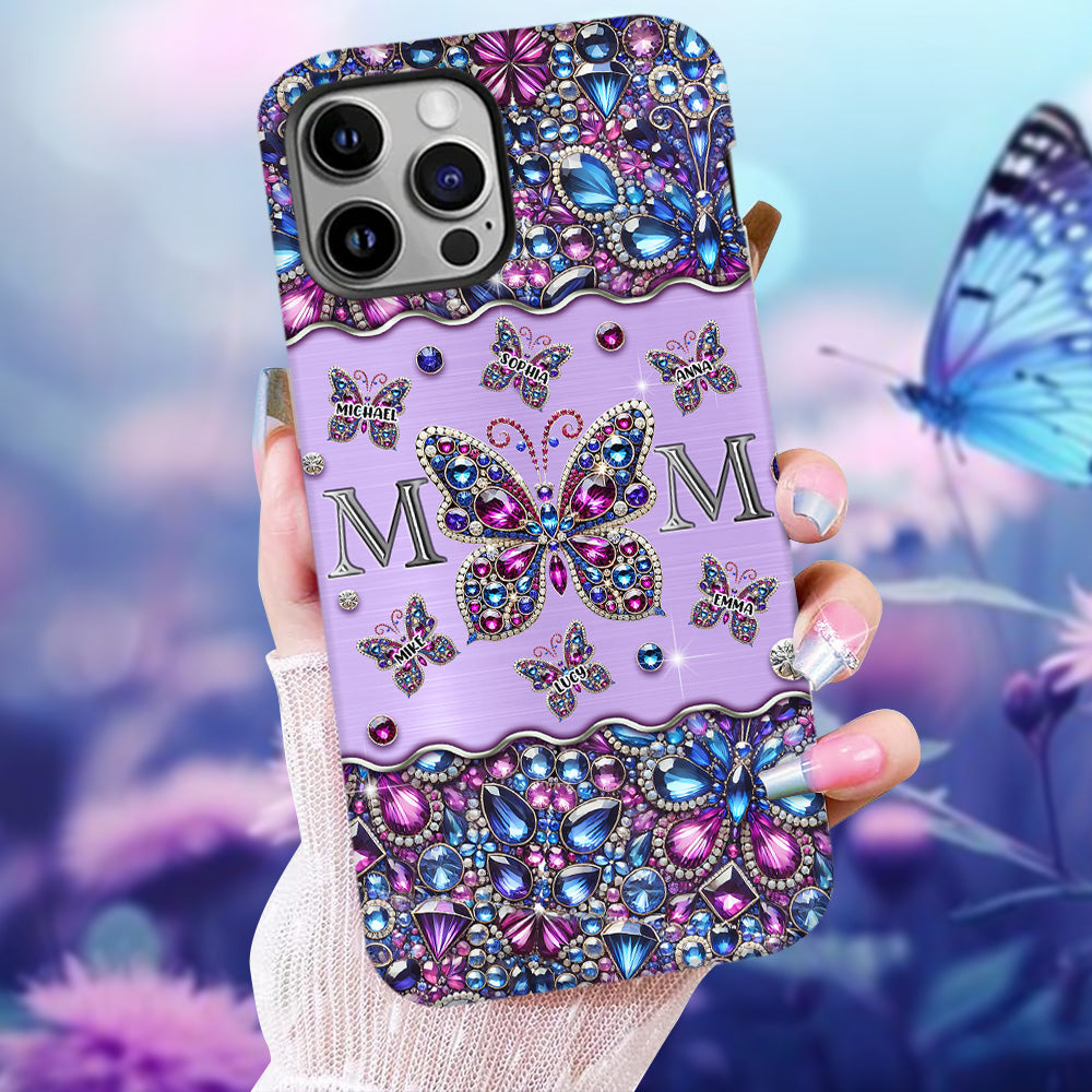 Mom And Children Butterflies - Personalized Mother Full Print Phone Case