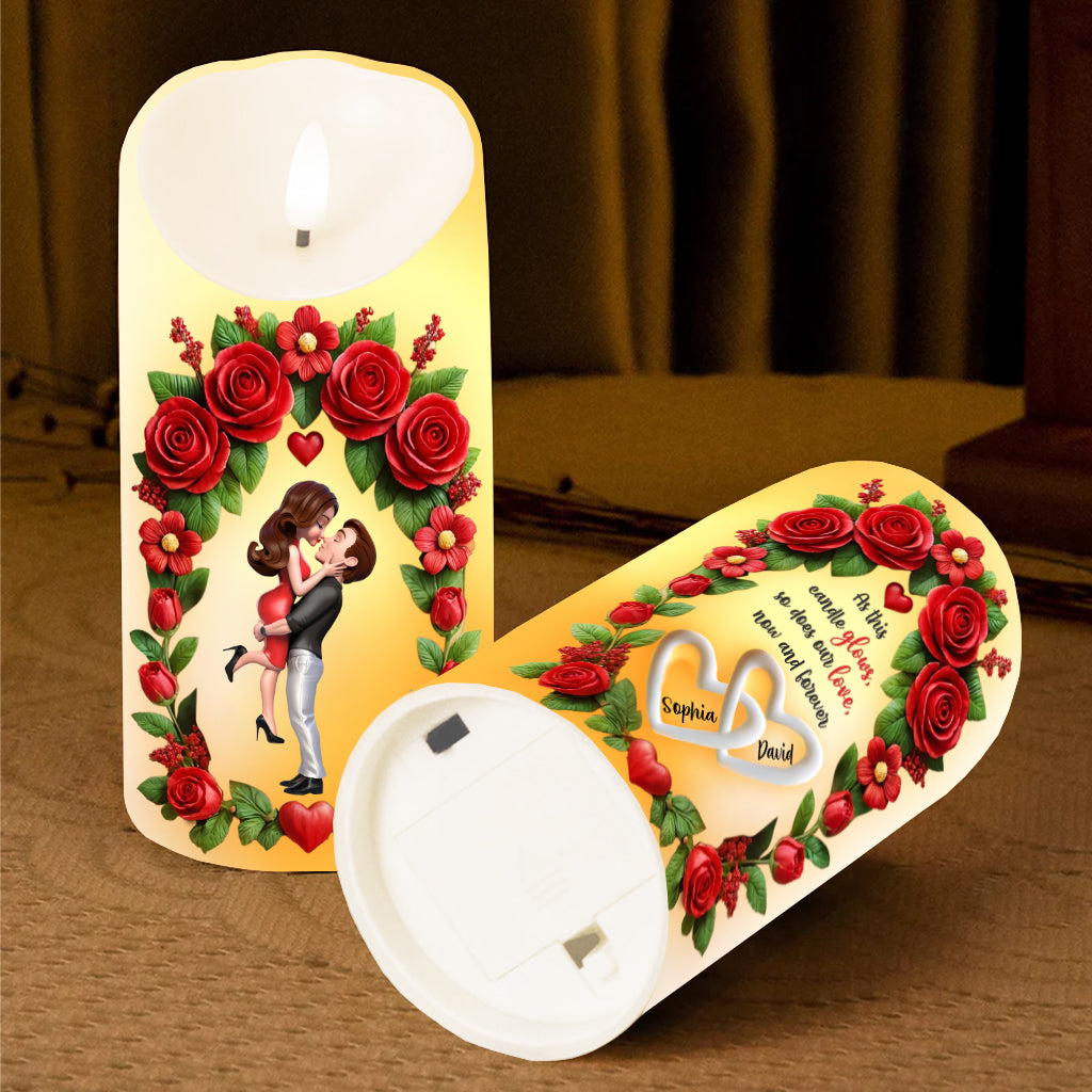 Je t'aime - Bougie sans flamme personnalisée pour couple