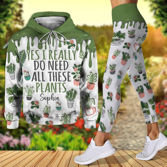 Oui, il me faut toutes ces plantes ! - Sweat à capuche et legging de jardinage personnalisés