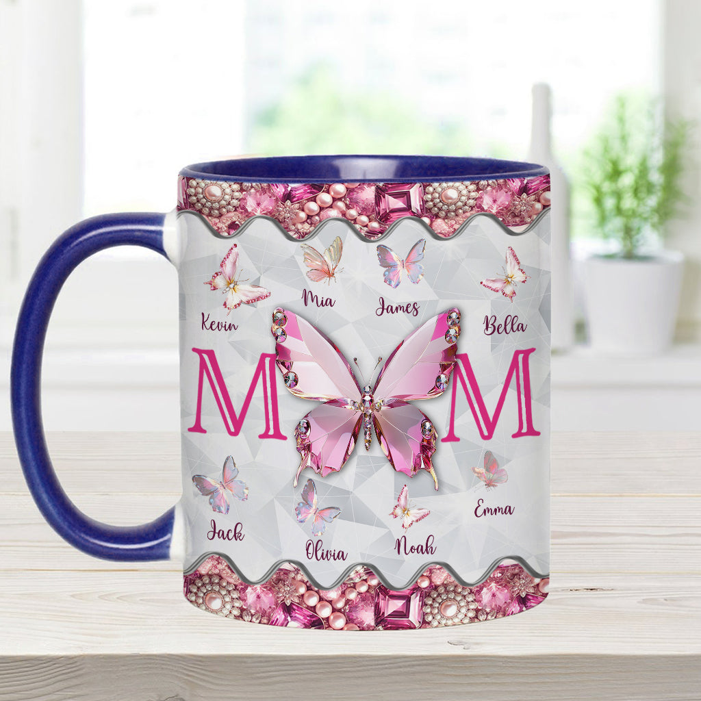 Mug personnalisé « Papillons pour maman et enfants » - Mug à l'effigie de maman