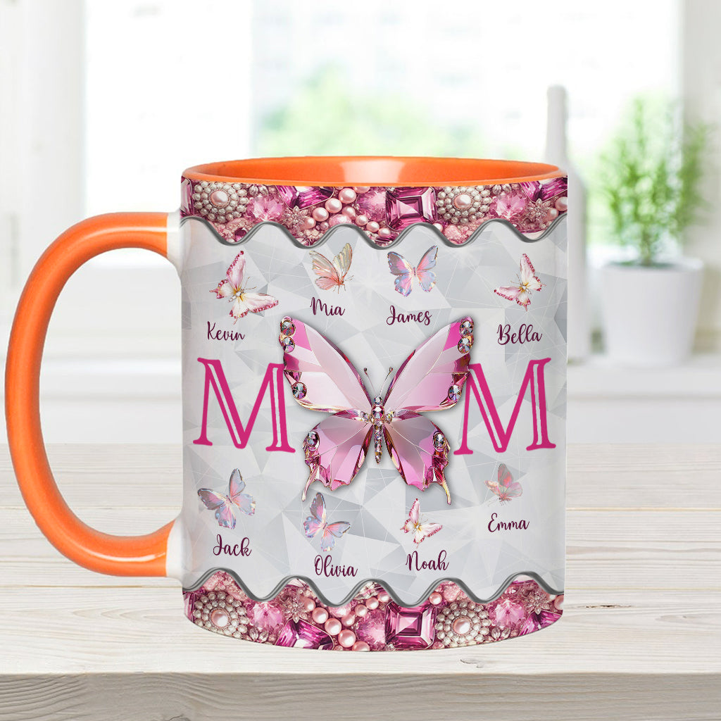 Mug personnalisé « Papillons pour maman et enfants » - Mug à l'effigie de maman