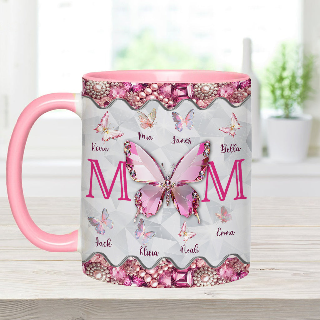 Mug personnalisé « Papillons pour maman et enfants » - Mug à l'effigie de maman