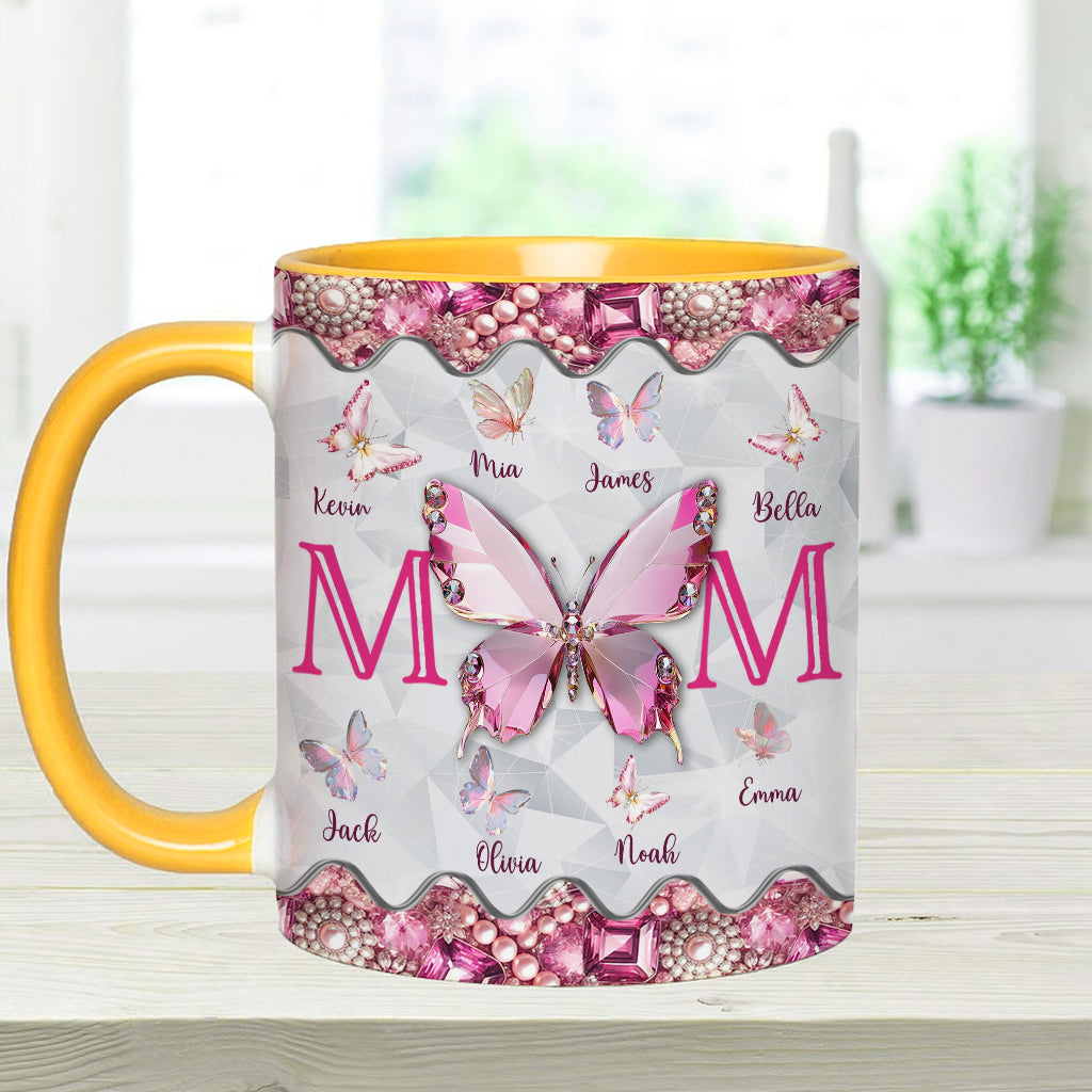 Mug personnalisé « Papillons pour maman et enfants » - Mug à l'effigie de maman