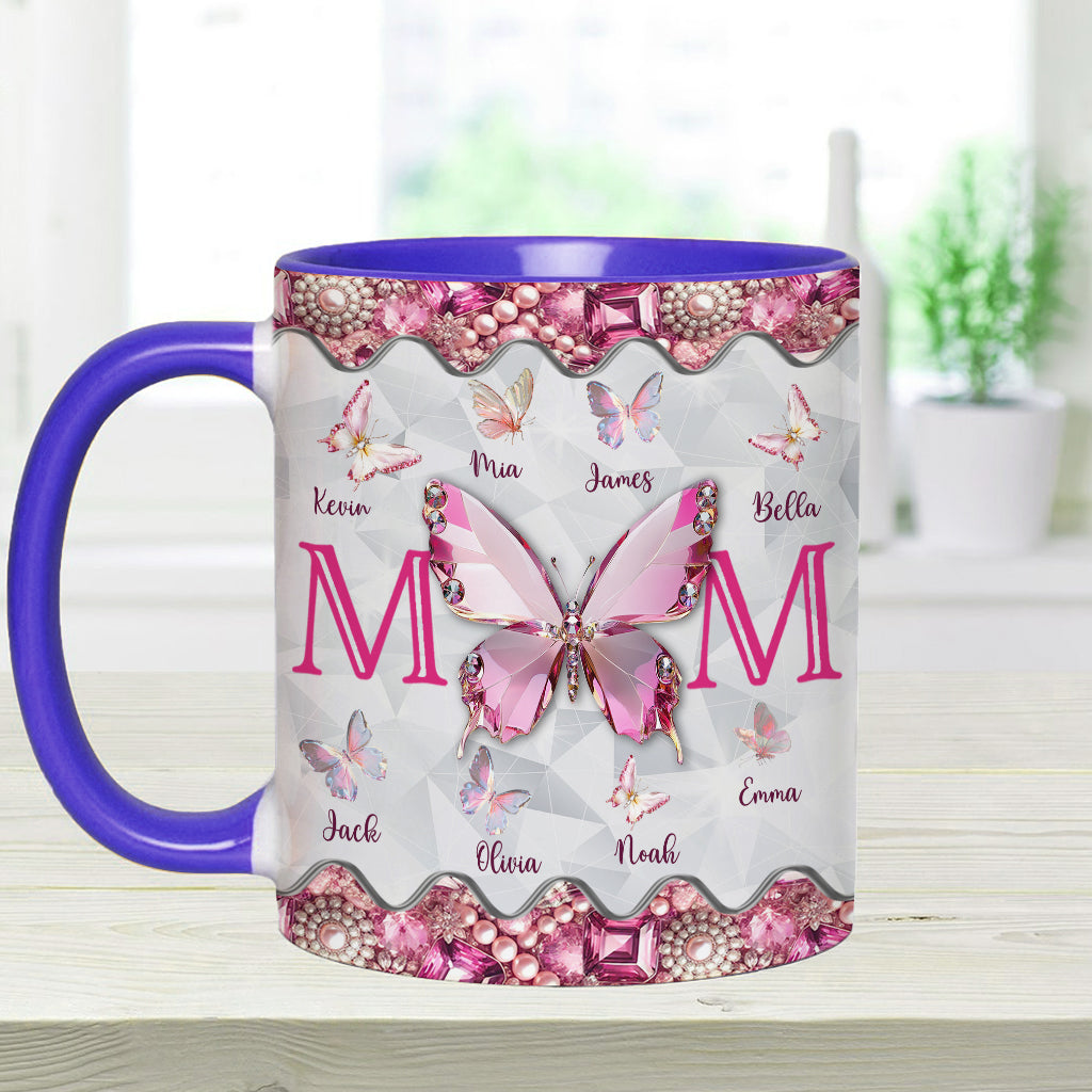 Mug personnalisé « Papillons pour maman et enfants » - Mug à l'effigie de maman