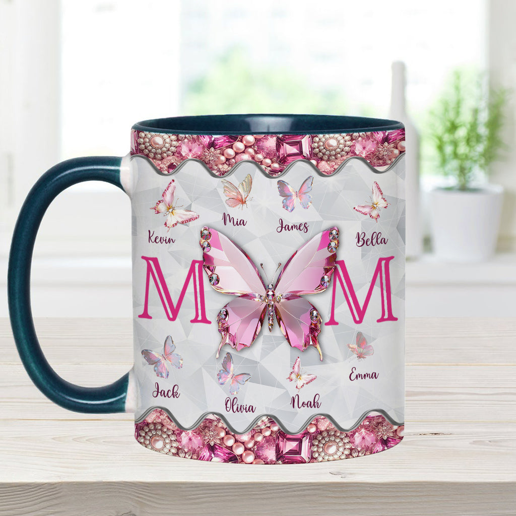 Mug personnalisé « Papillons pour maman et enfants » - Mug à l'effigie de maman