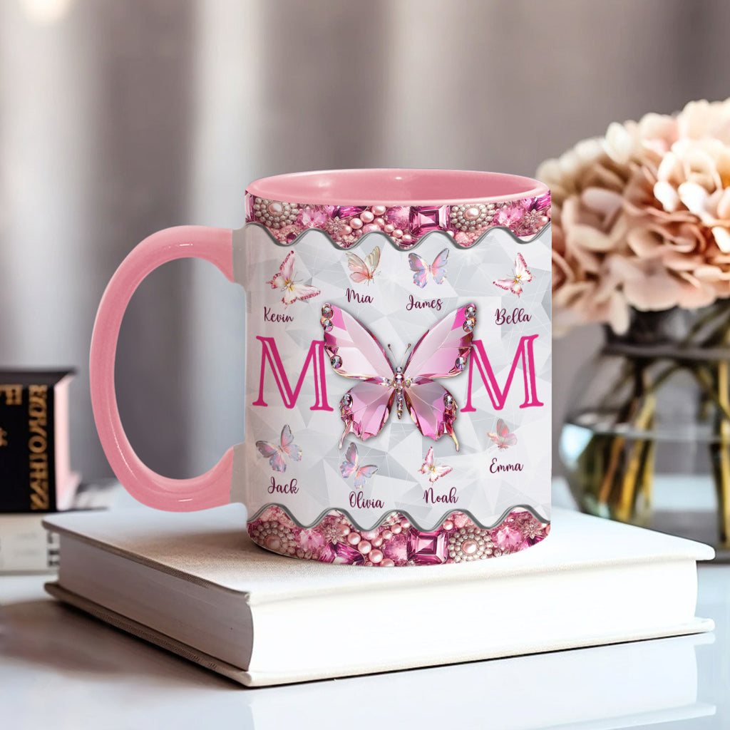 Mug personnalisé « Papillons pour maman et enfants » - Mug à l'effigie de maman