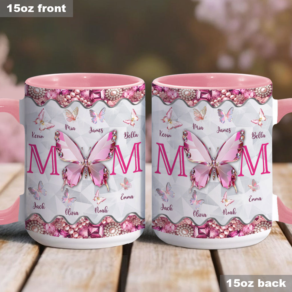 Mug personnalisé « Papillons pour maman et enfants » - Mug à l'effigie de maman