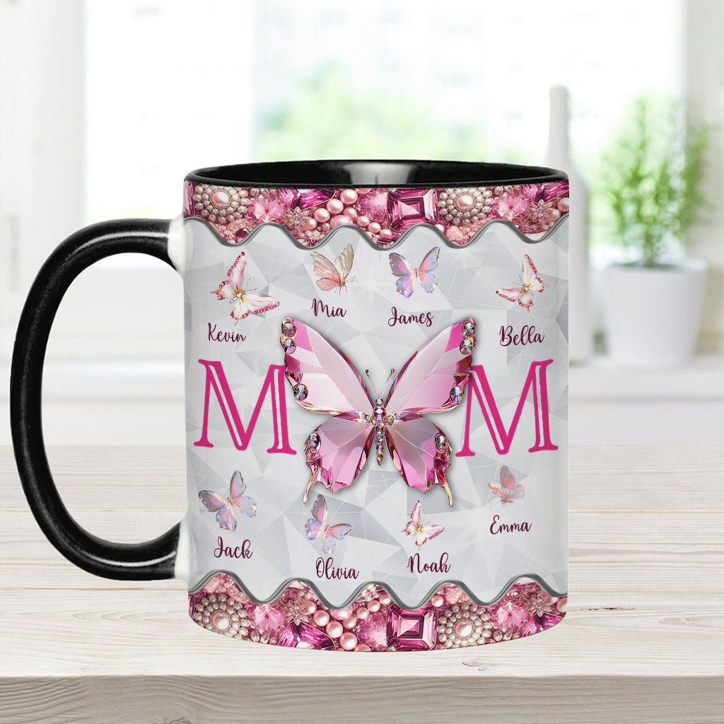 Mug personnalisé « Papillons pour maman et enfants » - Mug à l'effigie de maman