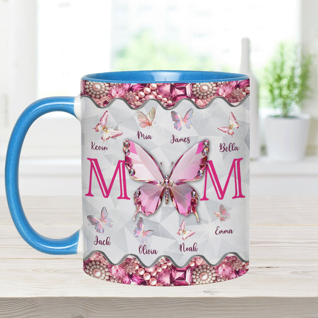 Mug personnalisé « Papillons pour maman et enfants » - Mug à l'effigie de maman