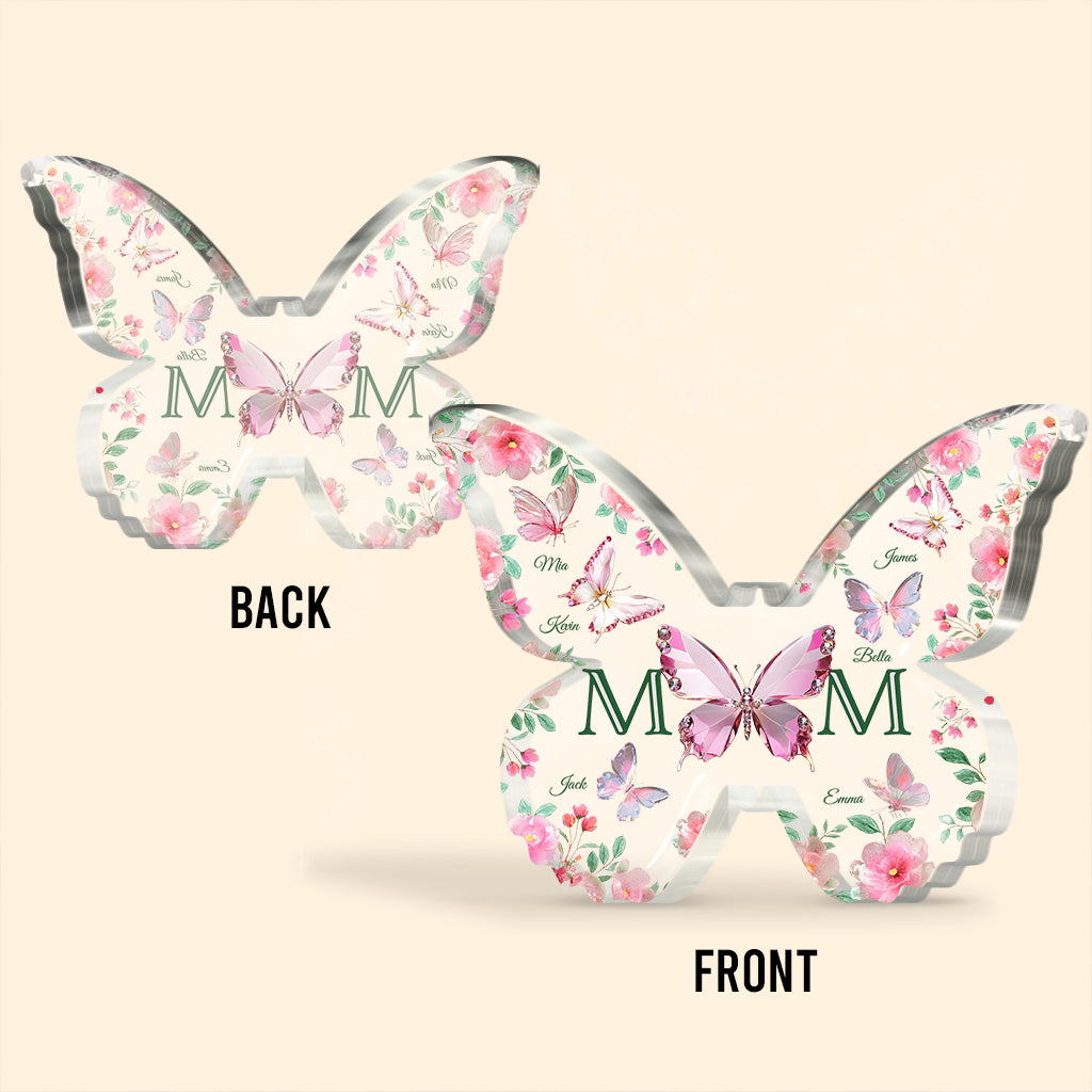 Mom And Children Butterflies - Personalized Mother Custom Shaped Acrylic Plaque