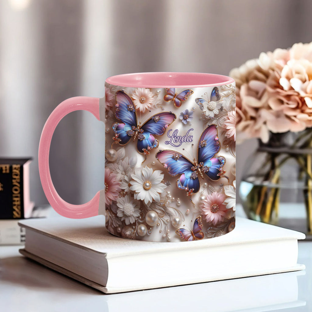 Beautiful Butterfly - Personalized Butterfly Accent Mug