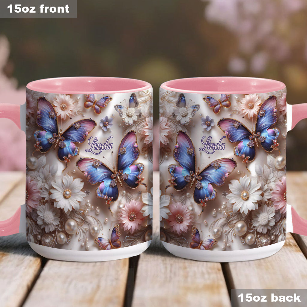 Beautiful Butterfly - Personalized Butterfly Accent Mug