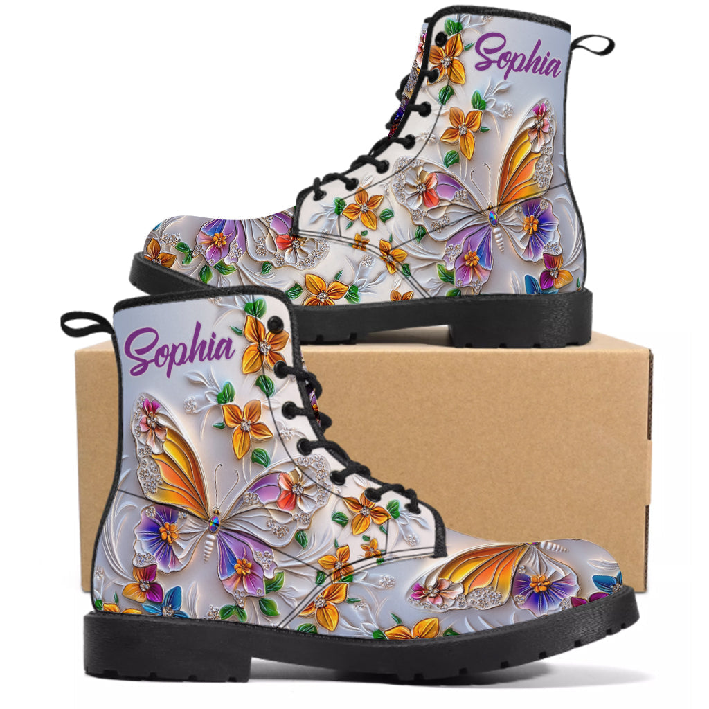 Walk With Faith - Personalized Butterfly Leather Boots Test